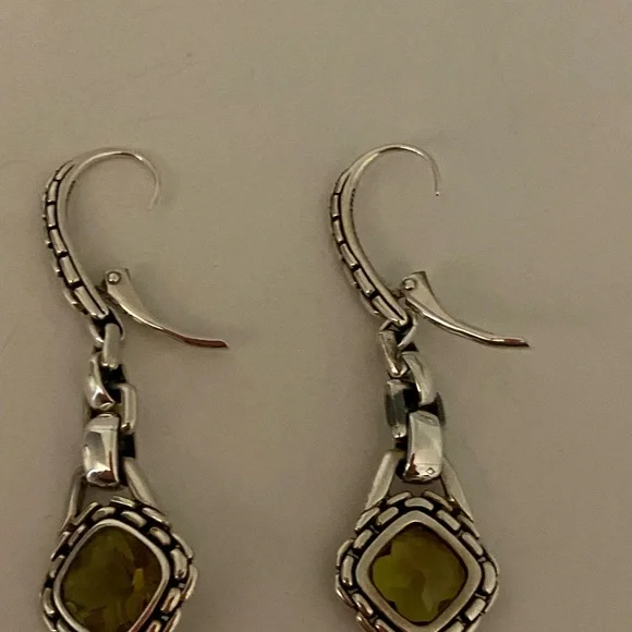 John Hardy,Elegant Silver and Yellow Gemstone Earrings - Picture 4 of 7